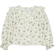 Chemise manches longues fille ECRU/VERT 14 ANS