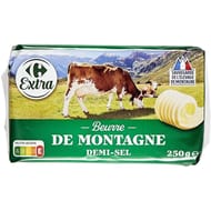 Carrefour extra beurre de montagne demi sel 250g