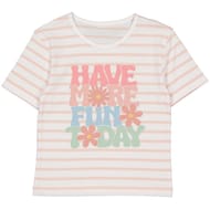 Tee shirt manches courtes fille STRIPE ROSE 14 ANS