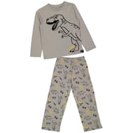 Pyjama long manches longues jersey garçon TAUPE AOP 12 ANS