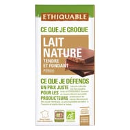 Ethiquable chocolat lait tendre et fondant nature bio 100g