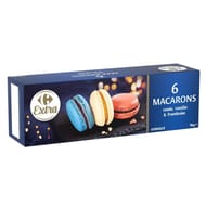 Carrefour extra 6 macarons cassis vanille & framboise 90g