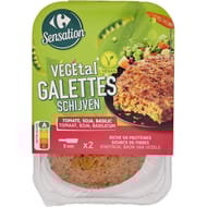 Carrefour sensation végétal galettes tomate, soja, basilic 2 x 100g