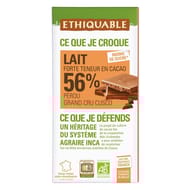 Ethiquable chocolat lait 56% Pérou bio 100g