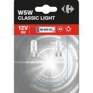 Carrefour ampoule auto x2 w5w classic light 12v 5w