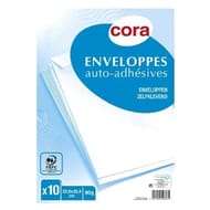 Cora 10 enveloppes auto adhésives 22.9x32.4 cm 90 grammes blanc pefc