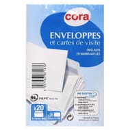 Cora 20 cartes 8.2x12.8 cm + 20 enveloppes 9x14 cm sous cellophane