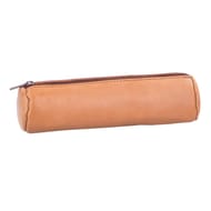 Trousse ronde Oxford cuir naturel beige