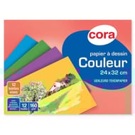 Cora pochette dessin papier à grain couleurs vives 24 x 32 cm 12 feuilles