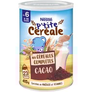 Nestle p'tite cereale cacao aux céréales complètes 6mois 415g