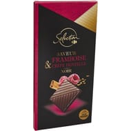 Carrefour sélection tablette de chocolat noir framboise crêpe dentelle - 100g