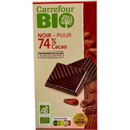 Carrefour bio tablette chocolat noir 74% cacao - 100g