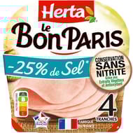 Herta le bon Paris -25% de sel conservation sans nitrite 4 tranches 140g