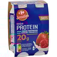 Carrefour sensation yaourt à boire hight protein fraise framboise 4x190g