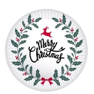 Assiette 23cm merry christmas couronne x6