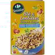 Carrefour céréales blé lentilles quinoa riz orge 400g