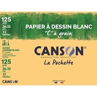 Canson pochette de 12 feuilles à grain 24x32 cm blanc 125 grammes
