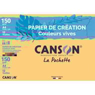 Canson pochette 12 feuilles création a4 150 grammes  couleurs vives