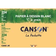 Canson - Pochette c à grain 12 feuilles a4 224 grammes blanc