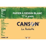 Canson pochette 10 feuilles à grain A3 224 grammes blanc