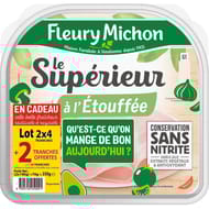 Fleury Michon jambon le supérieur à l'etouffée conservation sans nitrite lot 2x4 +2 offertes 350g