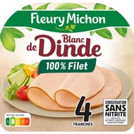 Fleury michon blanc de dinde 100% filet conservation sans nitrite 4 tranches 130g