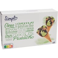 Simpl 8 cônes chocolat pistache 960ml 548g
