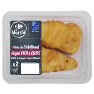 Filets de cabillaud façon fish & chips CARREFOUR LE MARCHE la barquette de 200g