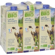 Carrefour bio lait de montagne demi écrémé brique 6x1l
