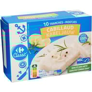 Carrefour 10 tranches panées cabillaud 1kg