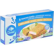 Carrefour classic 8 tranches panées cabillaud 400g