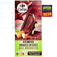 Carrefour extra tablette de chocolat noir amandes entières 200g