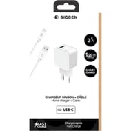 Chargeur 3a(15w) usb a + câble a/c 1.2m recyclé blanc CS3AACBLACRW