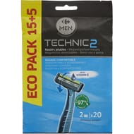 Carrefour men rasoir jetable technic2 x20