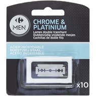 Carrefour men chrome & platinium lames double tranchant x10