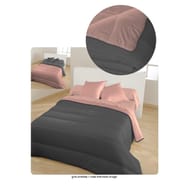 Bleu câlin couette bicolore 260x240cm gris ardoise rose the