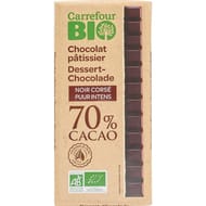 Carrefour bio tablette de chocolat noir pâtissier 70% cacao corsé bio - 200g
