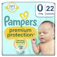 Pampers premium protection couches taille 0 <3kg x22