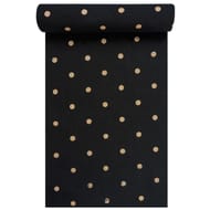 Chemin de table en tissu 28x400cm noir dots or brillant