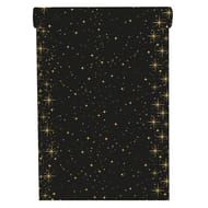 Chemin de table en tissu 28x400cm noir ciel scintillant or