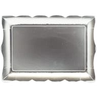4 plateaux en carton 23x16.5cm forme baroque argent