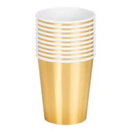 10 gobelets en carton 25cl or brillant