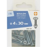 15 boulon tête poêlier acier zingué 4x30mm