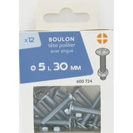12 boulon tête poêlier acier zingué 5x30mm
