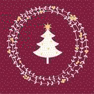 20 serviettes 33x33cm coquet sapin fond grenat