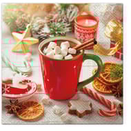 20 serviettes 33x33cm chocolat chaud de noel