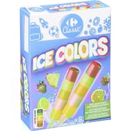 Carrefour classic' glace à l'eau ice colors x8 320g