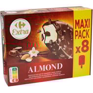 Carrefour extra glaces chocolat au lait amande x8 640g