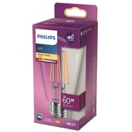 Philips ampoule LED E27 allongée blanc-chaud 60W