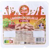 Carrefour classic' lardons de volaille fumes 2x75g